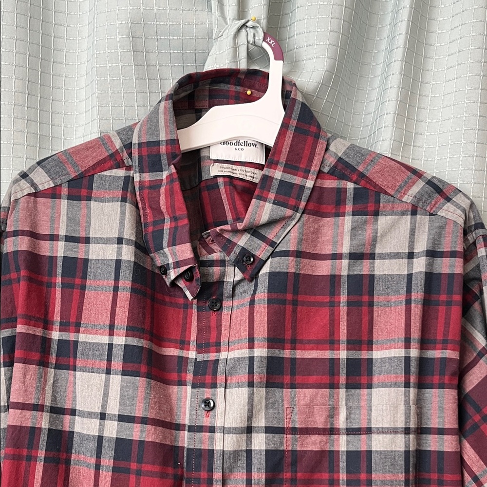 Goodfellow & Co Red and Gray Plaid Casual Shirt